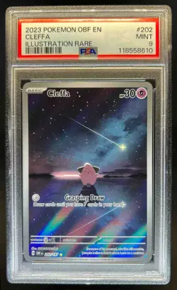 2023 Pokemon SV Obsidian Flames OBF EN Cleffa Illustration Rare #202/197 PSA 9 - Image 1