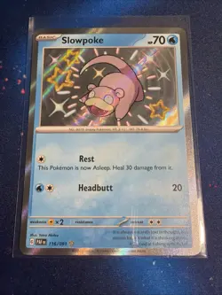 Pokemon TCG Slowpoke 116/091 Sv: Paldean Fates Holo Shiny Rare - Image 1