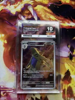 Pokemon TCG Tyranitar Card Illustration Rare, Paldea Evolved Card 222/193 ACE 10 - Image 1