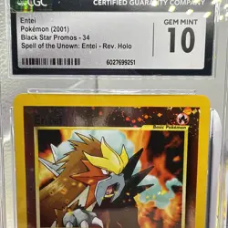 CGC 10 GEM MINT Entei 2001 Black Star Promos 34 Reverse Holo Swirl Pokemon Card - Image 2