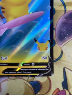HOLO SHIFT OC ERROR Surfing Pikachu V 008/025 Ultra Celebration Pokemon Card NM - Image 3