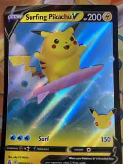 HOLO SHIFT OC ERROR Surfing Pikachu V 008/025 Ultra Celebration Pokemon Card NM - Image 4