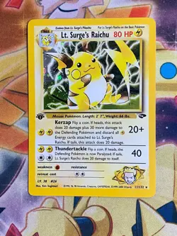 LT. SURGE'S RAICHU Pokemon Card - WOTC - 1st Edition Gym Challenge 11/132 NM - Image 1