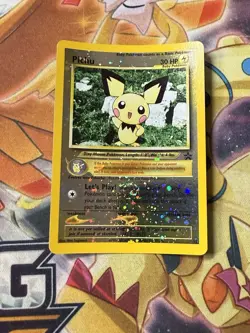 2001 Pokemon Black Star Promo #35 Pichu Reverse Holo Pokemon TCG WOTC SWIRL NM - Image 1