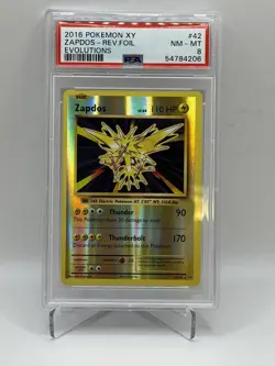 2016 Pokemon Evolutions #42 Zapdos Reverse Foil PSA 8 - Image 1