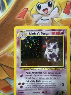 Pokemon TCG Sabrina's Gengar 14/132 Holo Gym Heroes 2000 NM Partial Swirl - Image 2