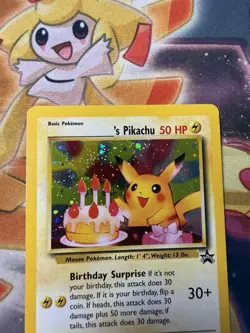 2000 WOTC POKEMON MAIL GIVEAWAY BIRTHDAY PIKACHU #24 BLACK STAR PROMO HOLO NM - Image 2