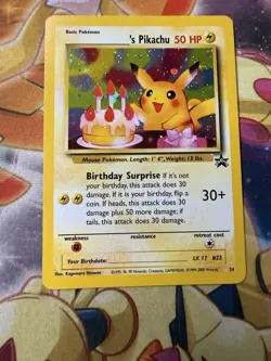 2000 WOTC POKEMON MAIL GIVEAWAY BIRTHDAY PIKACHU #24 BLACK STAR PROMO HOLO NM - Image 3
