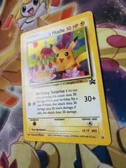 2000 WOTC POKEMON MAIL GIVEAWAY BIRTHDAY PIKACHU #24 BLACK STAR PROMO HOLO NM - Image 4