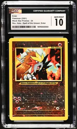 Pokemon Entei Movie 3 Black Star Reverse Holo Promo #34 CGC 10 Gem Mint - Image 1