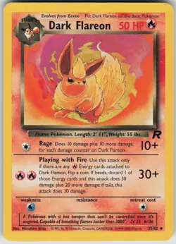 Pokemon Dark Flareon Uncommon Team Rocket 35/82 MP - Image 1