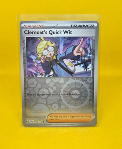 Pokemon TCG Surging Sparks, Clemont's Quick Wit 167/191, Uncommon Revers Holo NM - Image 2