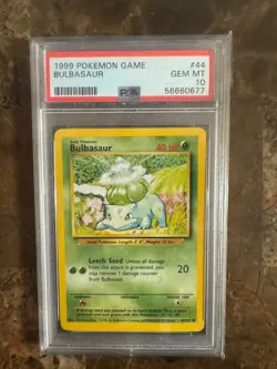 1999 Pokemon Base Set Bulbasaur #44 PSA 10 GEM MINT - Image 1