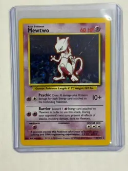 MEWTWO 10/102 HOLO RARE FOIL POKEMON BASE SET UNLIMITED CARD - LP - Image 1