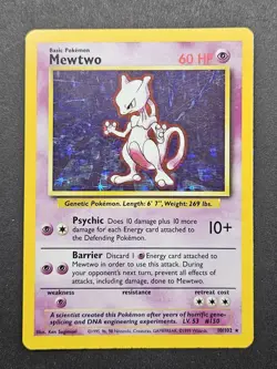 Mewtwo Holo Rare 10/102 Base Set Unlimited Vintage 1999 WOTC Pokemon TCG - Image 1