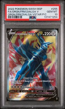 2022 POKEMON SWSH BLACK STAR PROMO #255 FULL ART/ORIGIN FORME DIALGA V PSA 10 - Image 2