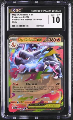 CGC 10 Mega Charizard X EX 013/094 Holo Phantasmal Flames Pokemon Gem Mint - Image 1