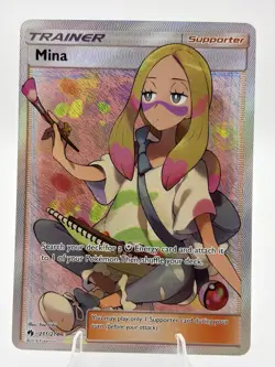 Pokemon Mina Trainer Lost Thunder Full Art Rare Card 211/214 NM - Image 1
