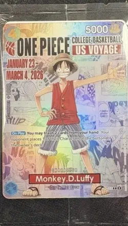 One Piece Monkey.D.Luffy College Basketball Promo Card St. John’s Sealed - Image 3