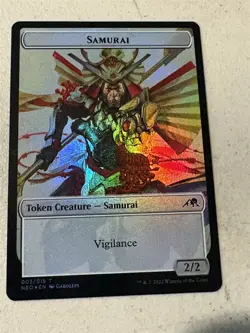 mtg foil token Samurai // Human Monk, 003/010, Kamigawa Neon Dynasty, unplayed - Image 1