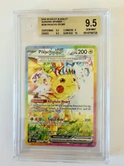 Pokemon 2024 Scarlet & Violet Surging Sparks Pikachu Ex SIR #238 BGS 9.5 Gem MT - Image 1