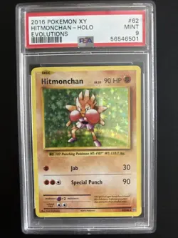 2016 Pokemon XY Evolutions Hitmonchan 62/108 Holo Foil PSA 9 MINT MT - Image 1