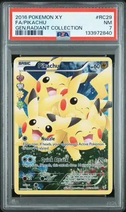 2016 POKEMON XY GENERATIONS RADIANT COLLECTION #RC29 FULL ART/PIKACHU PSA 7 - Image 1