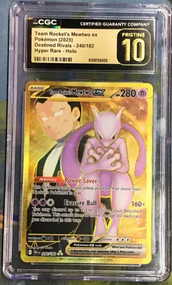 Pokemon Team Rocket's Mewtwo ex Destined Rivals Hyper Rare #240 CGC Pristine 10 - Image 1