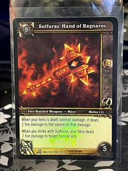 FOIL World of Warcraft TCG, Sulfuras, Hand of Ragnaros, Molten Core, 30/30, LP - Image 1
