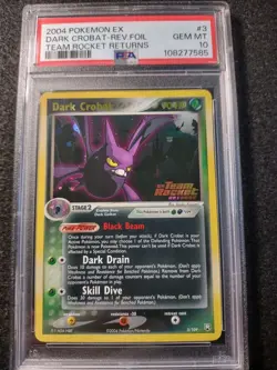 Dark Crobat 3/109 Team Rocket Returns Reverse Holo Pokemon 2004 PSA 10 GEM MINT - Image 2