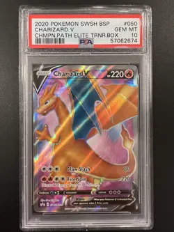*BUNDLE* Pokemon SWSH Charizard V #50 Champions Path ETB Promo PSA 10 and PSA 9 - Image 1