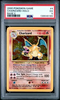 2000 Pokemon Game Base II #4 Charizard-Holo Base Ii PSA 5 - Image 1
