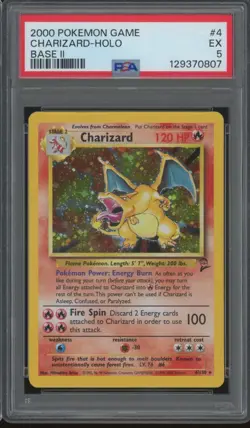 2000 Pokemon Game Base II Holo #4 Charizard PSA 5 - Image 1