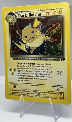 2000 Pokemon Team Rocket Dark Raichu Holo #83/82 - Image 3