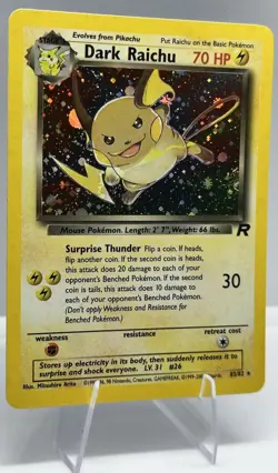 2000 Pokemon Team Rocket Dark Raichu Holo #83/82 - Image 4