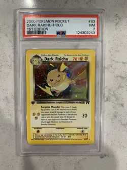 1ST EDITION 2000 POKEMON TEAM ROCKET #83/82 DARK RAICHU HOLO PSA 7 NEAR MINT - Image 1