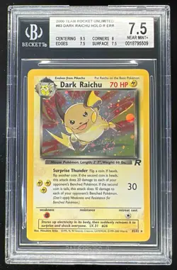 2000 Pokemon Team Rocket #83/82 Dark Raichu Holo BGS 7.5 - Image 1