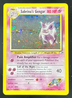 2000 Pokemon Gym Heroes #14/132 Sabrina's Gengar Holo - Image 1