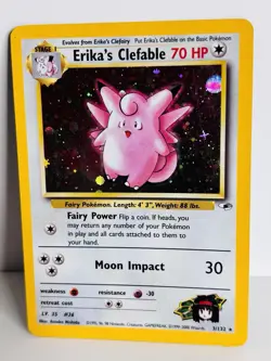 Pokemon TCG - Erika's Clefable 3/132 Gym Heroes Holo Rare WOTC 1999 Erikas - Image 2