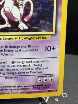 Pokemon TCG WOTC Base Set Mewtwo 10/102 Holo Rare MP - Image 4