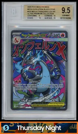 2025 POKEMON BLACK STAR PROMO MEP EN #023 MEGA CHARIZARD X EX UPC PROMO BGS 9.5 - Image 1