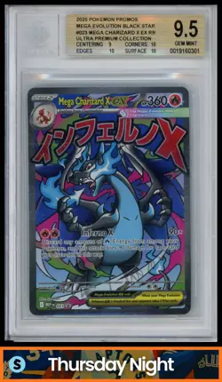2025 POKEMON BLACK STAR PROMO MEP EN #023 MEGA CHARIZARD X EX UPC PROMO BGS 9.5 - Image 1