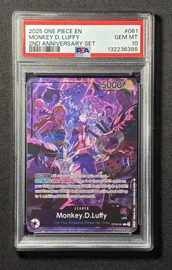 One Piece TCG - Monkey.D.Luffy OP09-061 - 2nd Anniversary Set English - PSA 10 - Image 1