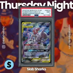 2019 POKEMON SM BLACK STAR PROMO #SM191 MEWTWO & MEW GX POWER PARTNERSHIP PSA 9 - Image 1