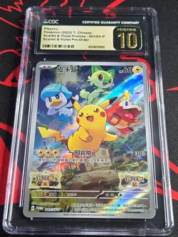 Pokemon TCG NM Chinese Pikachu # 001/Sv-p Promo Scarlet & Violet CGC 10 Pristine - Image 1