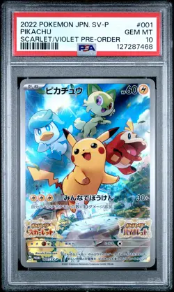 2022 POKEMON JPN SV PROMO SCARLET & VIOLET PRE-ORDER #001 PIKACHU PSA 10 - Image 1