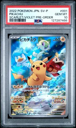 2022 POKEMON JPN SV PROMO SCARLET & VIOLET PRE-ORDER #001 PIKACHU PSA 10 - Image 1