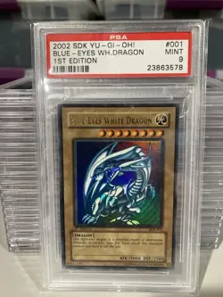 Yu-Gi-Oh 2002 Blue Eyes White Dragon SDK 001 Ultra Rare BGS 9 1st Edition Mint - Image 1