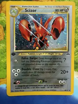 Pokemon Scizor 1st Edition Neo Discovery 10/75 Holo Rare Heavily Played - Image 1
