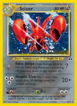 Scizor - 10/75 - Pokemon Neo Discovery Unlimited Holo Rare Card WOTC MP - Image 1
